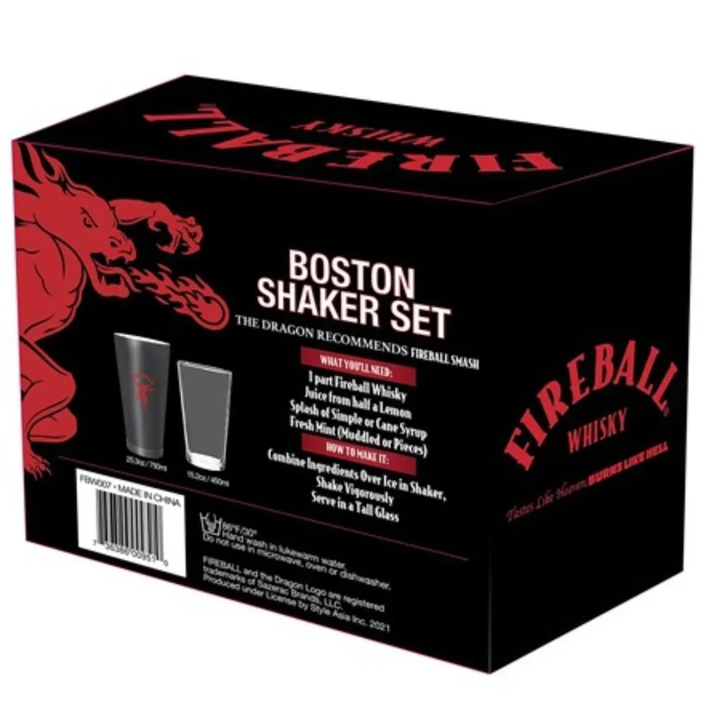 Fireball 2 Piece Boston Shaker Set – 750ml Stainless Steel Shaker & 450ml NEW
